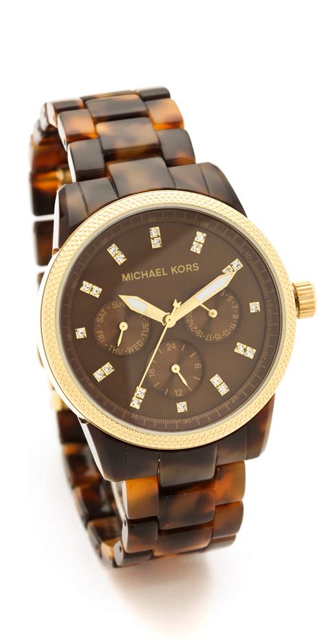 michael kors tortoise band watch|Michael Kors pave bracelet.